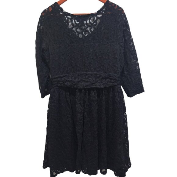 Lane Bryant Black Lace Midi Dress Size 18 | 3/4 Sleeves Party Cocktail Dress - Picture 4 of 12